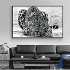 Черно-белая живопись леопарда на холсте, скандинавский постер, Настенная картина для гостиной, домашний декор без рамки