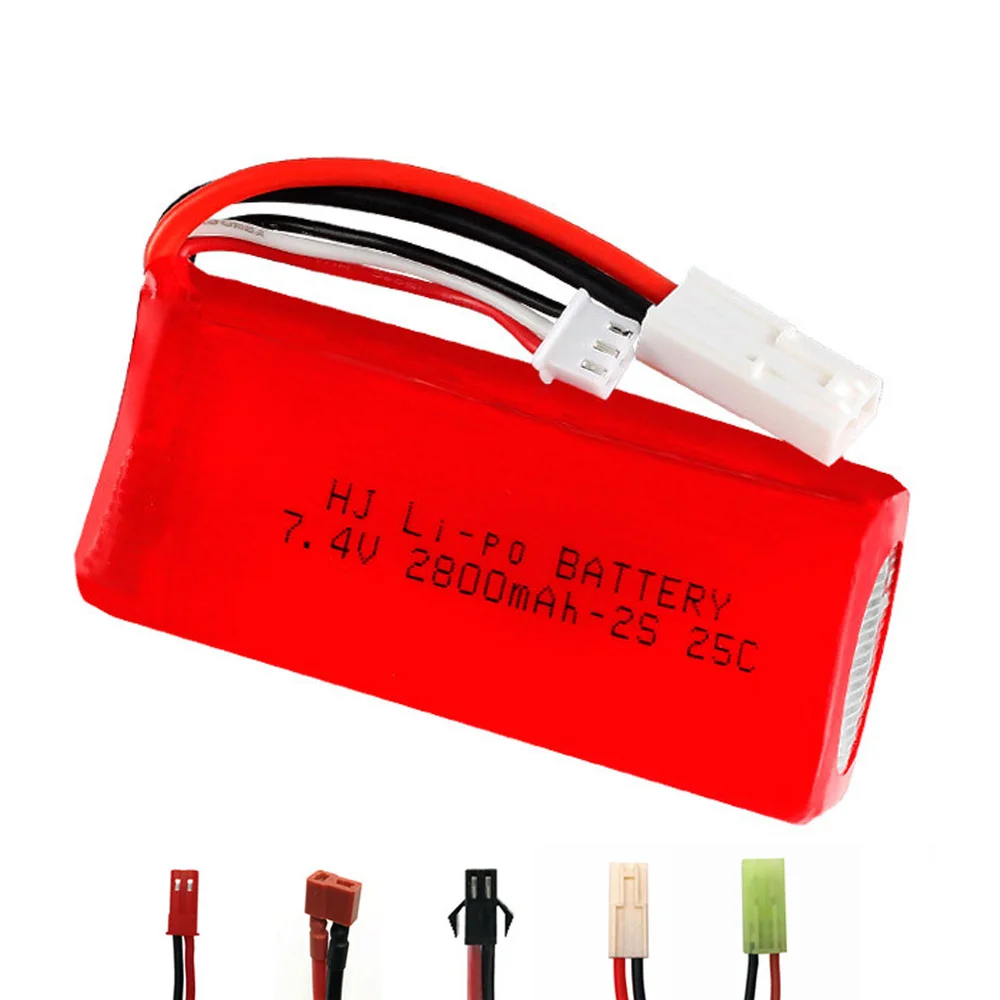 

7.4V 2S 2800mAh Lipo Battery with SM/JST/EL-2P/T Plug for Feilun FT009 RC toys Boat Spare Parts 7.4V high capacity lipo battery