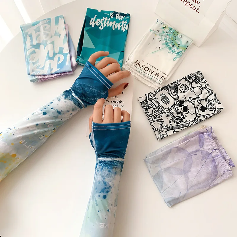 

Летние солнцезащитные рукава, уличные шелковые перчатки для вождения, защита рук, тонкие ледяные шелковые красивые рукава