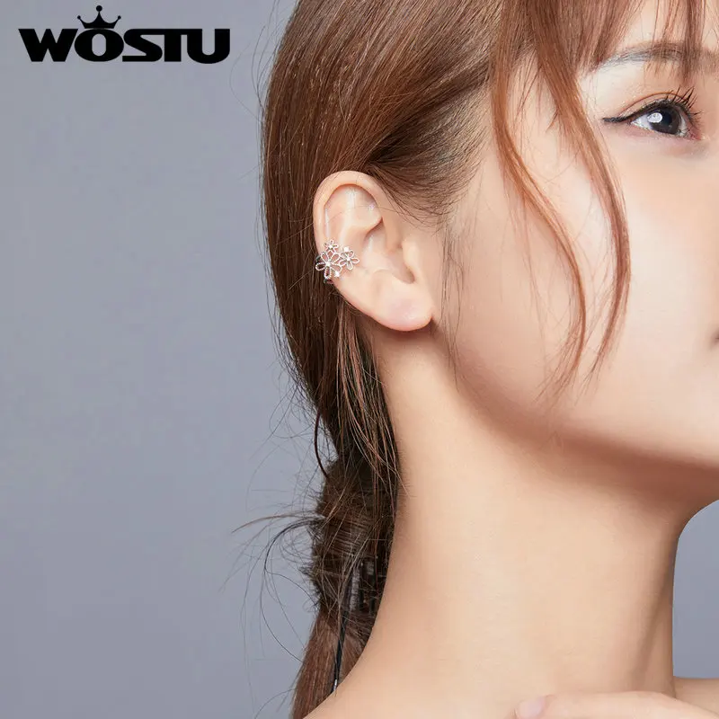 Женские серьги-гвоздики в виде цветка снежинки WOSTU свадебные маленькие серьги из