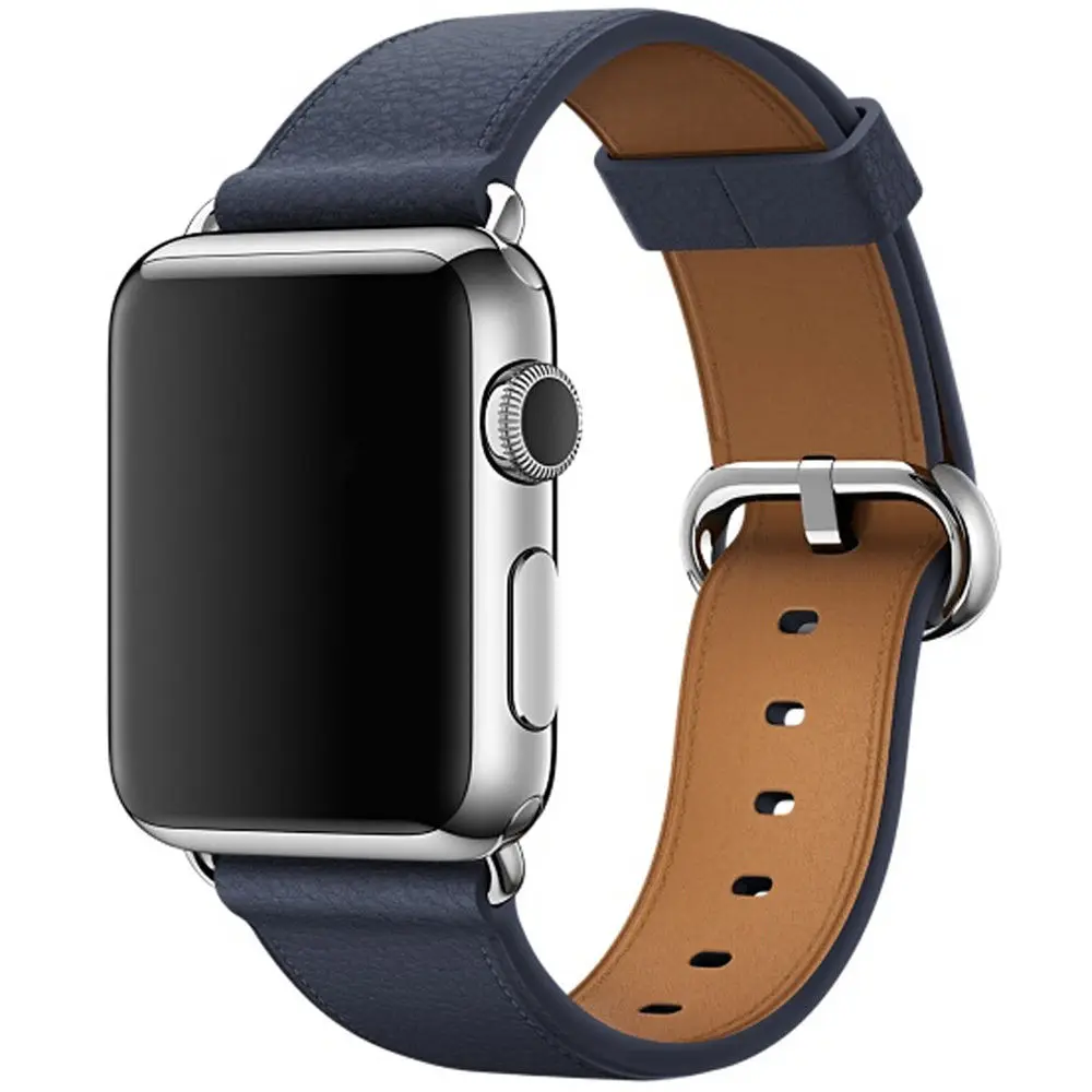 Ремешок Lychee из натуральной кожи для Apple Watch band 4 5 44/40/42/38 мм мужской/женский браслет