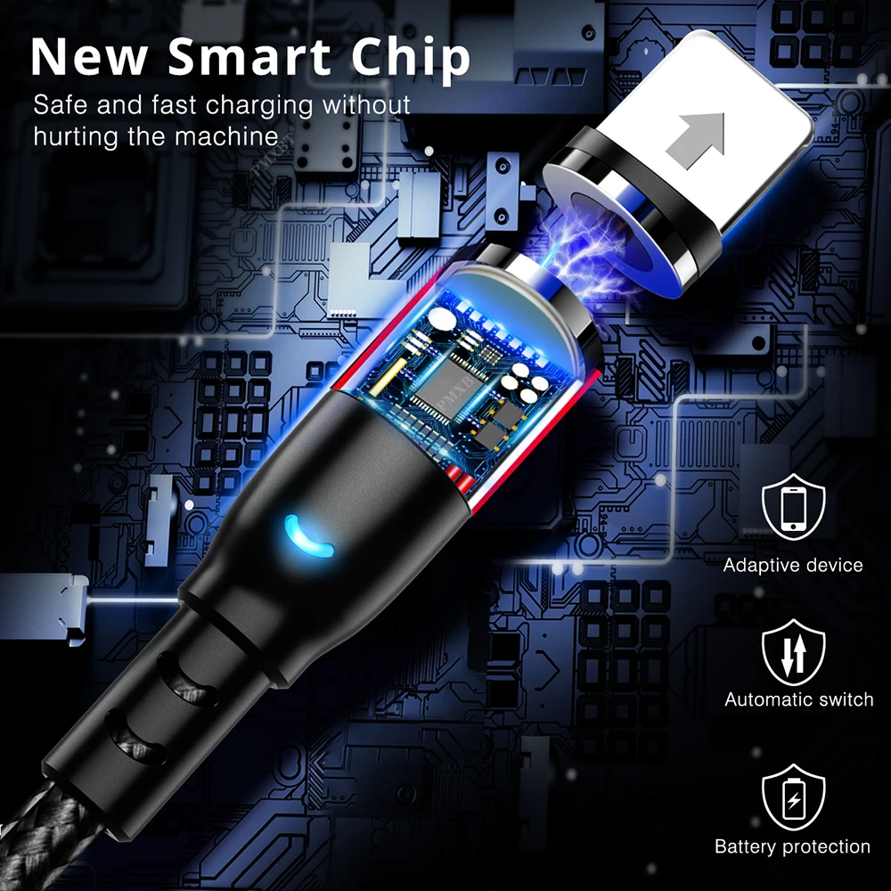 Магнитный Micro USB Tybe C кабель для быстрой зарядки 1 м/2 м iPhone Samsung Huawei Xiaomi мобильный