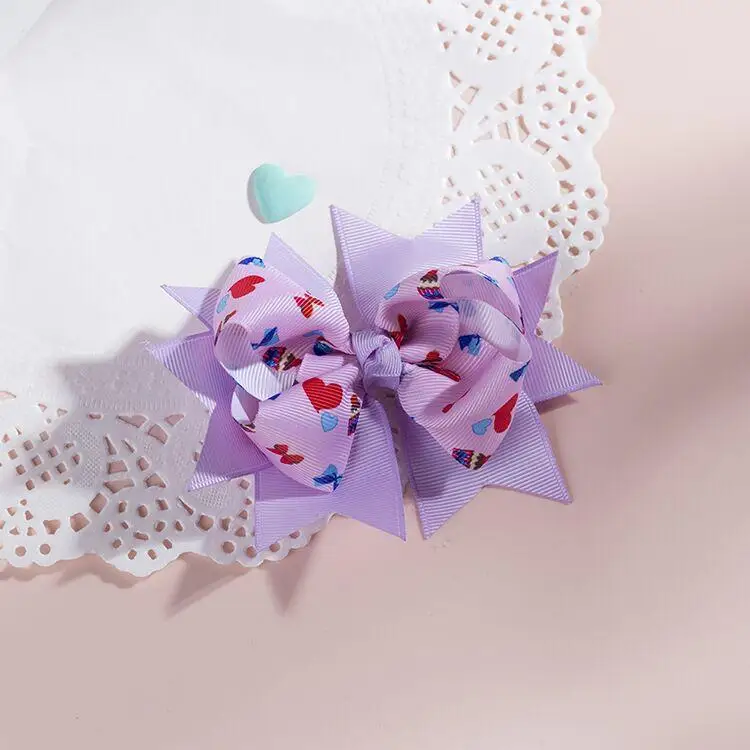 

Valentine's Day Girls Hairpin Baby Love heart printed Bow Clips Girls Bowknot Barette Kids Hair Boutique Bows Children Hair Acce