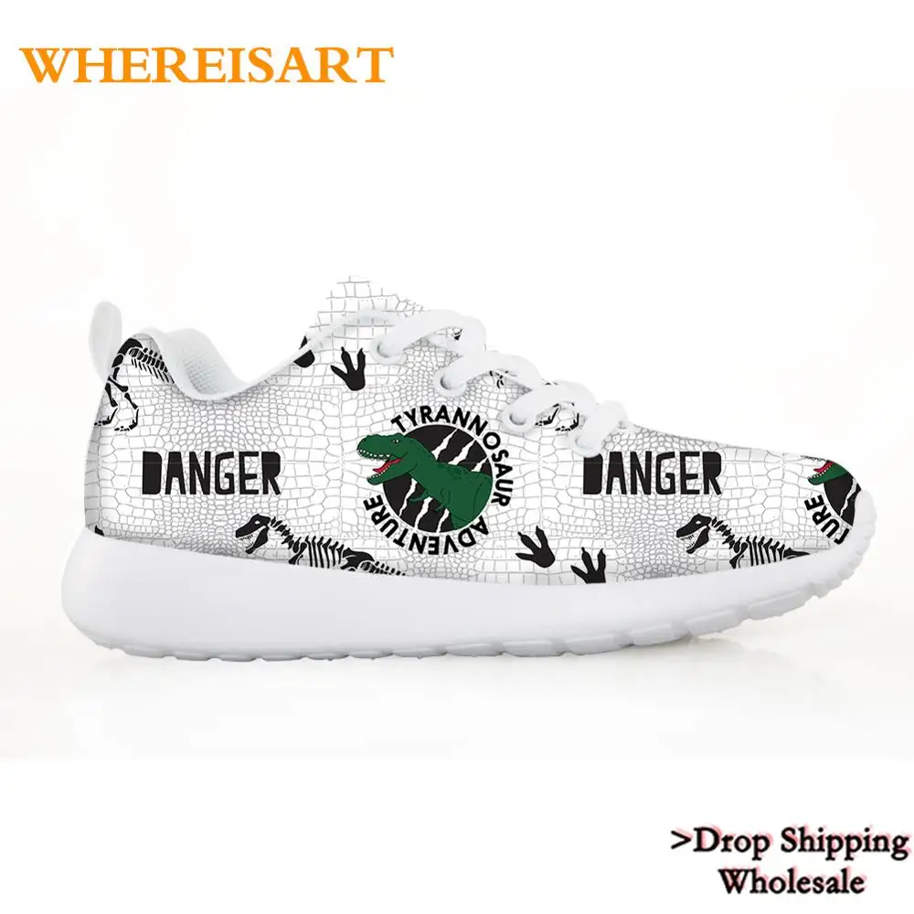

WHEREISART 2020 Dinosaur Pattern Children Running Shoes Boys Outdoor Soft Tenis Infantil Lace-up Lightweight Sneakers Dropship