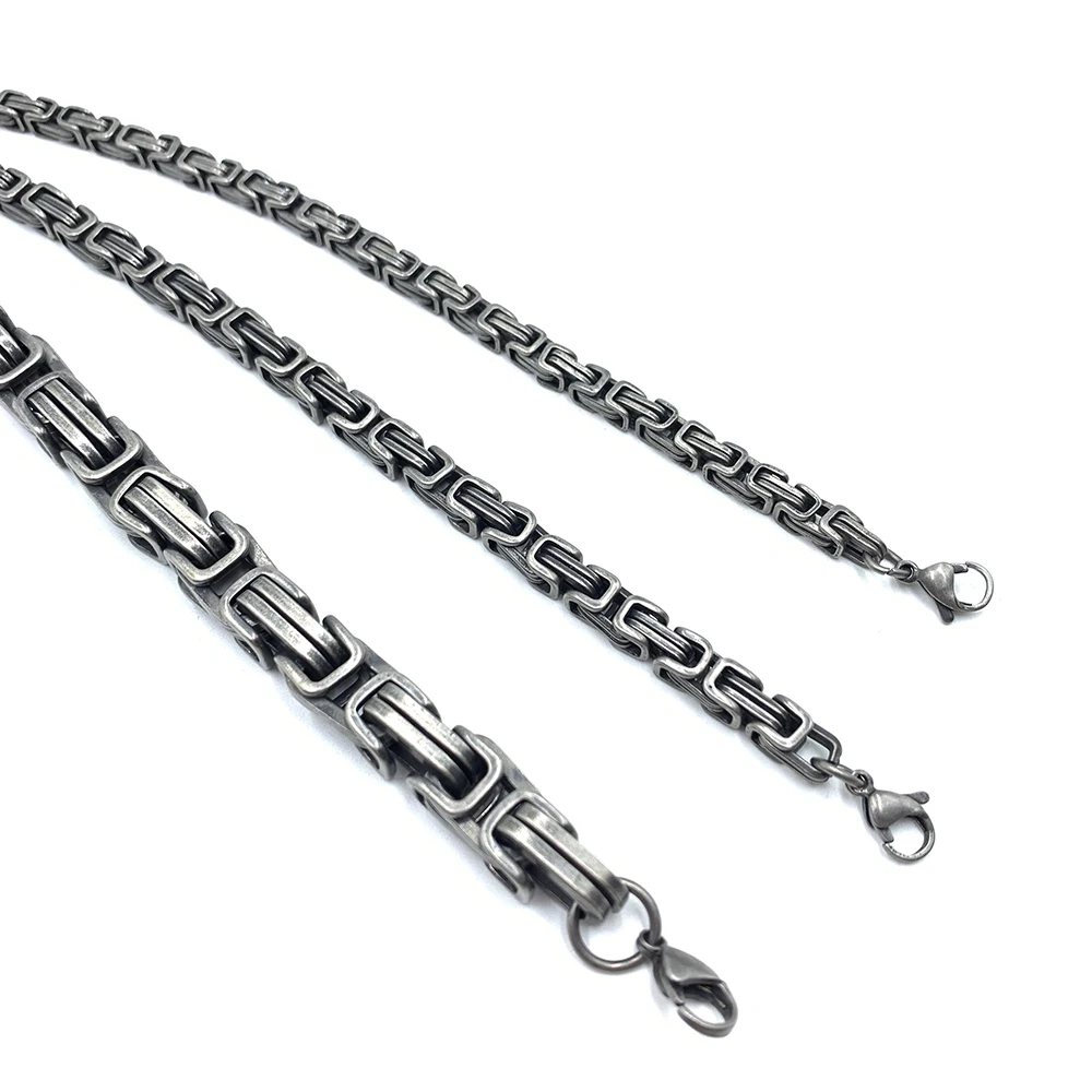 Высокое качество браслет из нержавеющей стали античное серебро Цвет