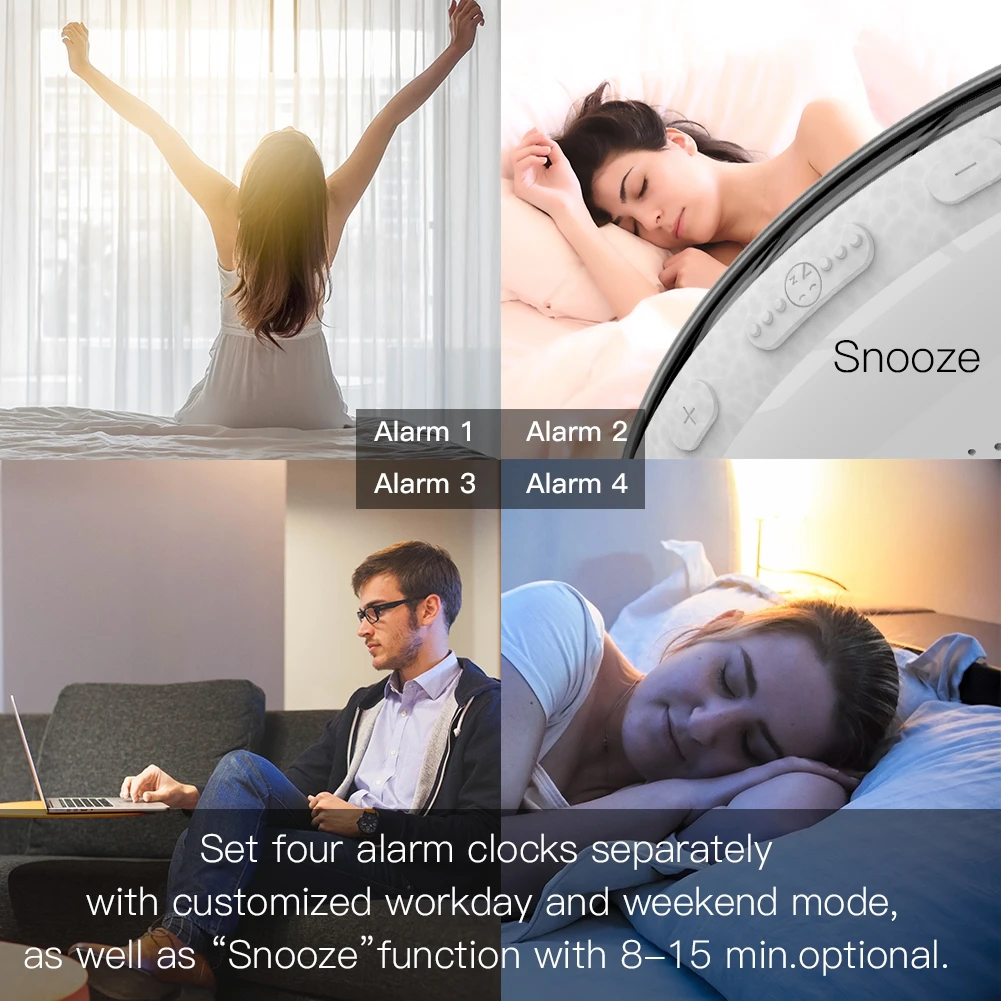WiFi Wake Up Smart Light Alarm Clock with 7 Colors Sunrise Sunset Simulation Tuya APP Control Works Alexa Google Home | Дом и сад