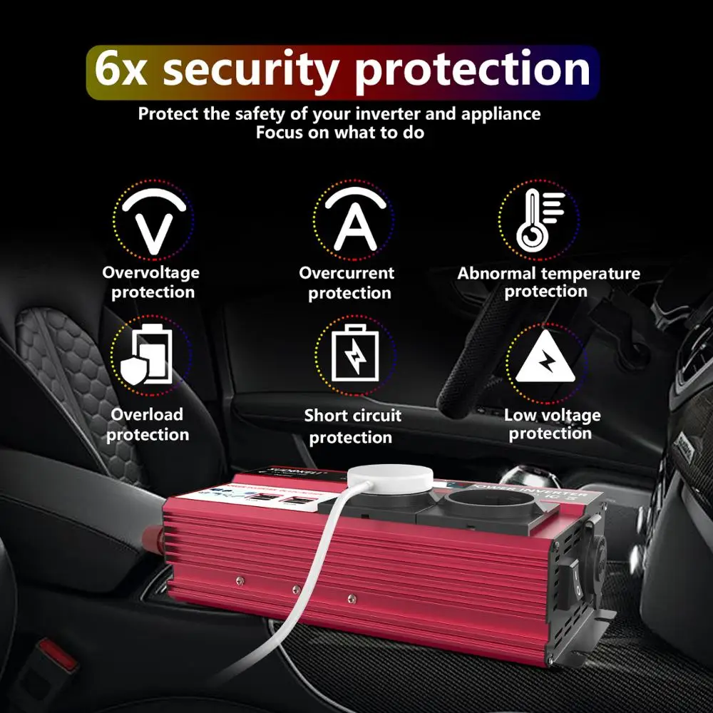 Автомобильный инвертор преобразователь синусоидальной волны постоянного тока 12