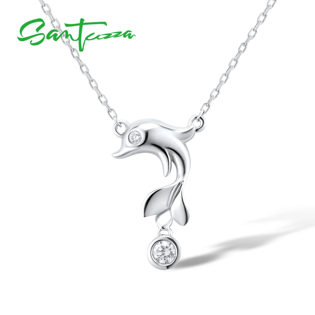 Женская Серебряная цепочка SANTUZZA из серебра 925 пробы с блестящими белыми камнями