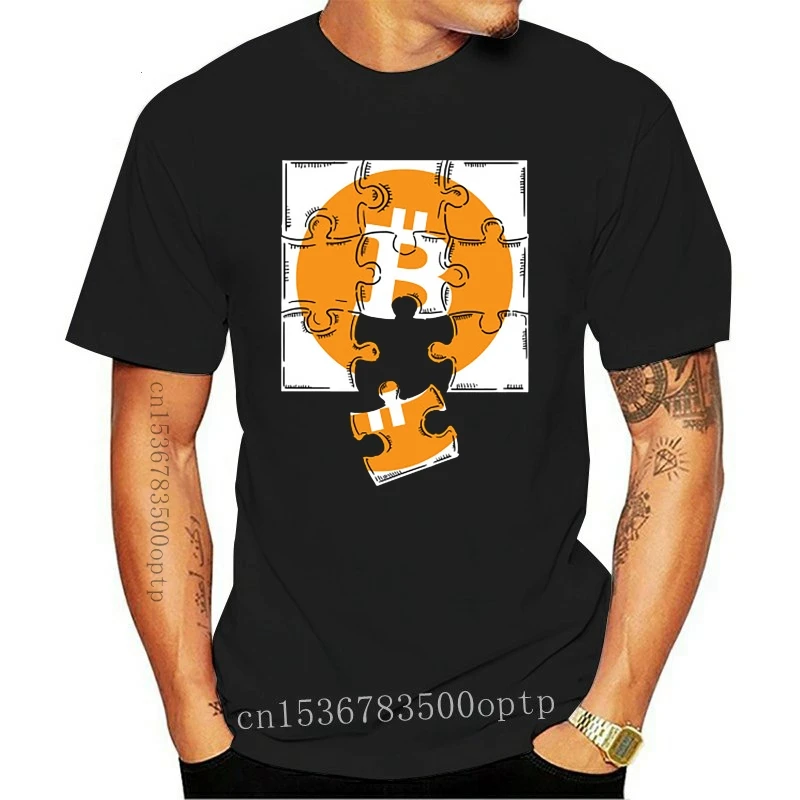 New Bitcoin coin. Bitcoin logo t shirt. Crypto Puzzle T Shirt 2021 2021 Summer Style Casual Wear