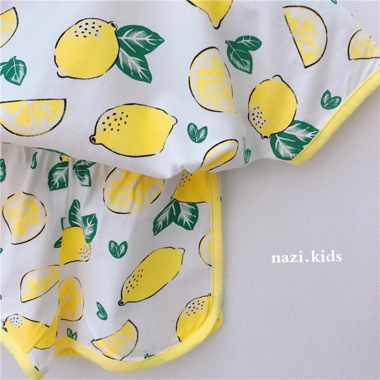 Милые комплекты одежды с фруктовым принтом для маленьких мальчиков и девочек