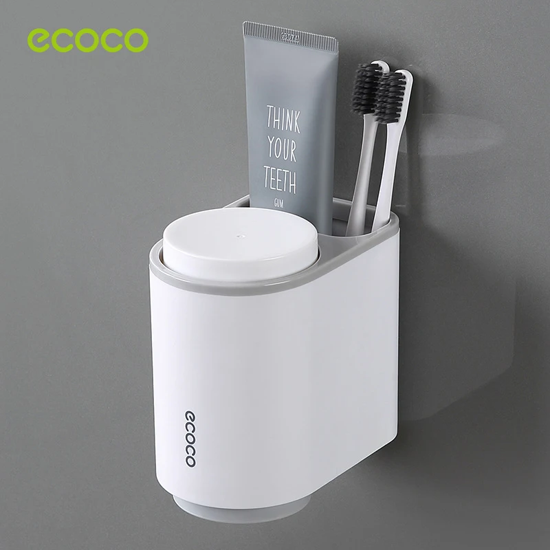 

ECOCO Toothpaste Holder Wall-Mounted Toothbrush Storage Rack Magnetic Toothbrush Cup Holder Organizer Bathroom Storage Supplies