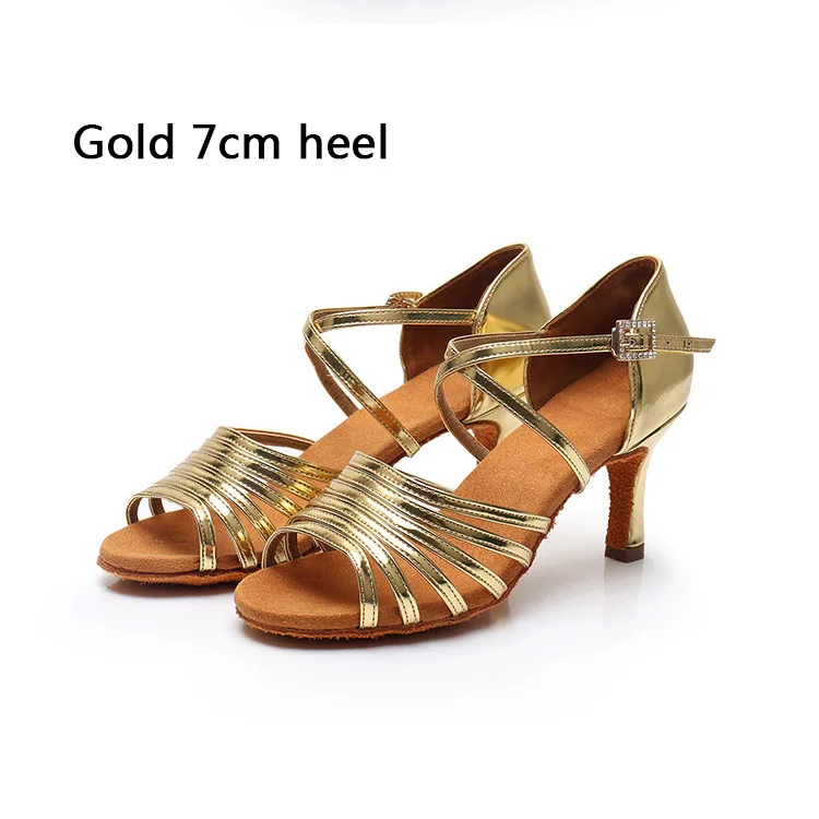 QFL Gold 7cm Женская обувь для латинских танцев; zapatos baile mujer; обувь для взрослых; профессиональная обувь для латинских танцев; обувь для сцены; женская обувь - Цвет: QFL Gold 7cm
