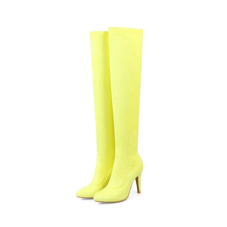 

over-knee boots sexy thin heel pink large size shoes stretch boots