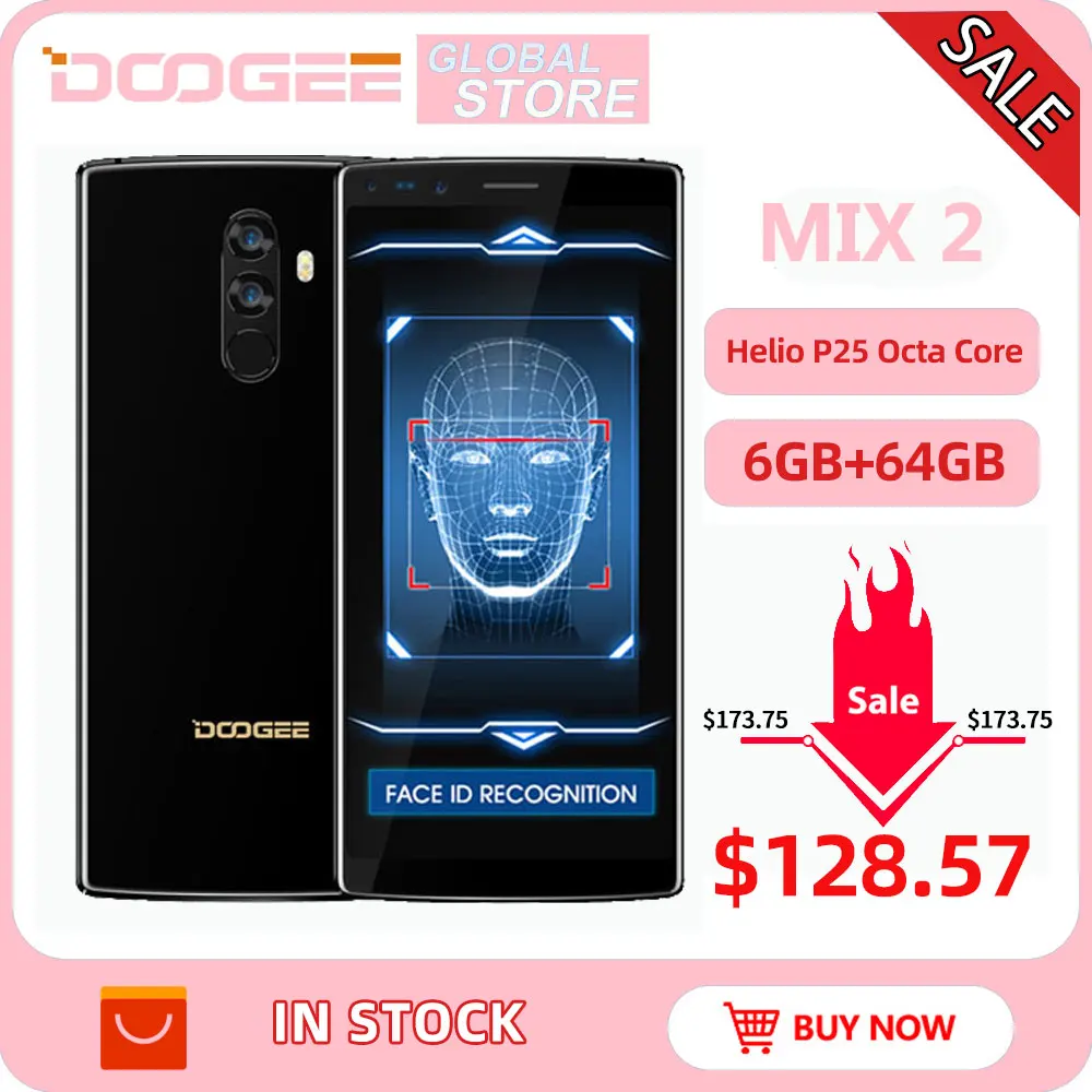 Doogee оригинальный MIX 2 Android 7.1 4060 мАч 5.99 ''FHD + helio P25 Восьмиядерный смартфонов Quad