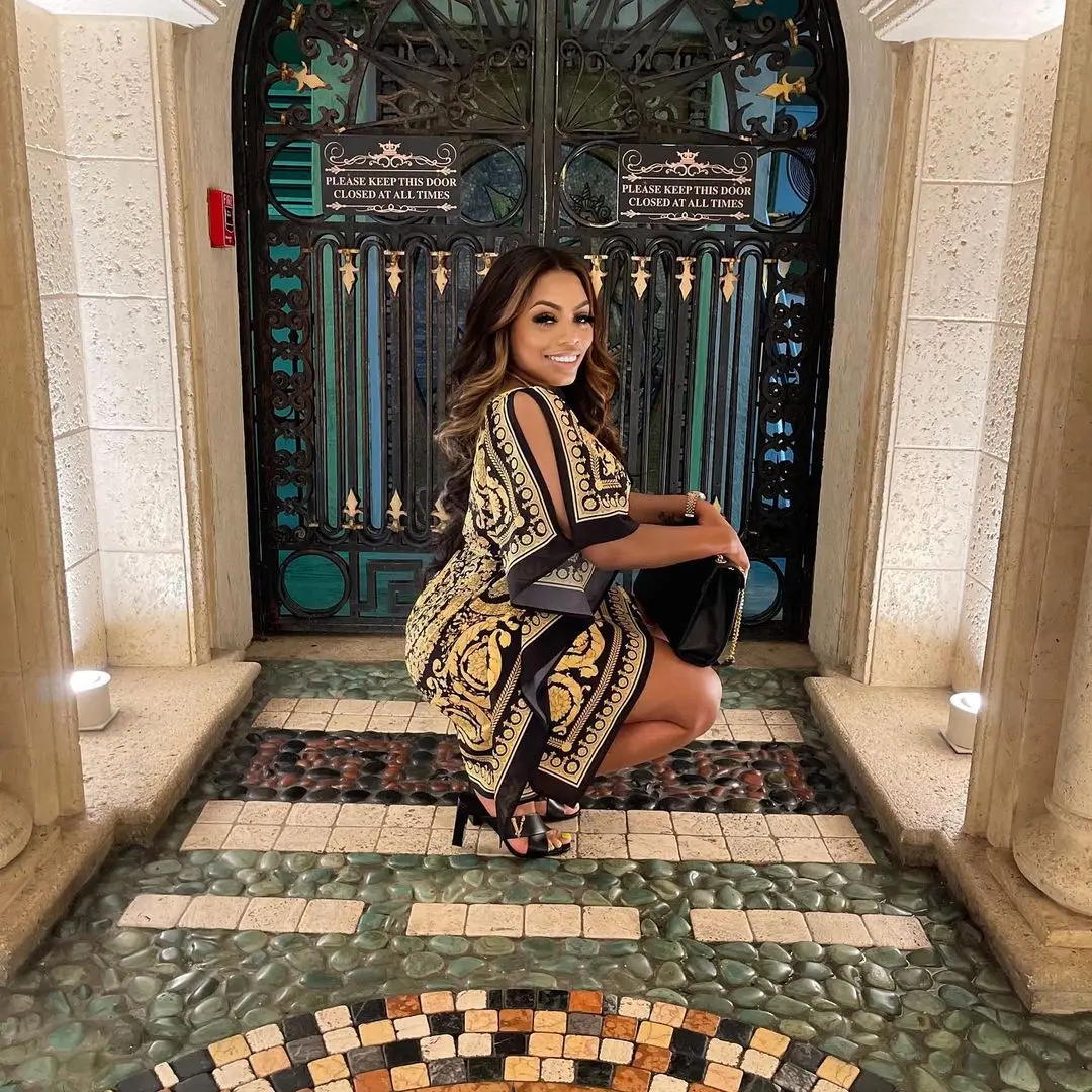 

2021 Women's Fashion New Autumn Vintage Court Print Bat Dress Chic Look At The Fashion Show Style Lace-Up Waist Commuter Dress