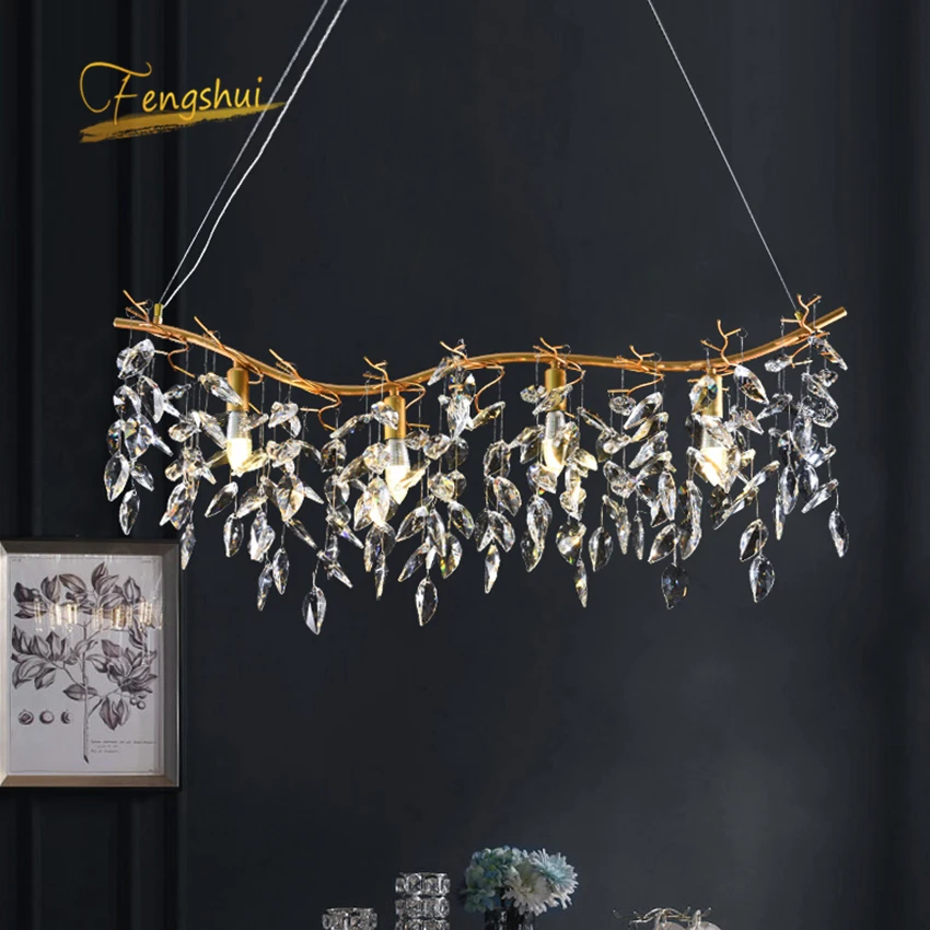 

Nordic Luxury Gold Crystal Chandelier Lighting Modern Large Lustre LED Ceiling Chandelier Loft Art Hanging Lamps for Living Room