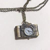 2021 unisex antique bronze camera design pendant pocket watch necklace gift watches digital number pocket watches