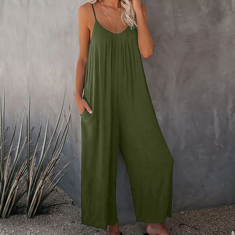 

2021 летний детский комбинезон комбинезоны без рукавов сексуальный v-образный вырез Длинные Комбинезоны повседневные Свободные Комбинезоны ...