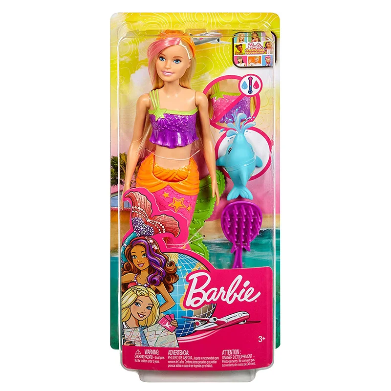

Original Barbie Mermaid Doll Dolphin Water Discolored Girl Gift Set Sea Fairytale Beautiful Princess Dolls Christmas Kids Toys
