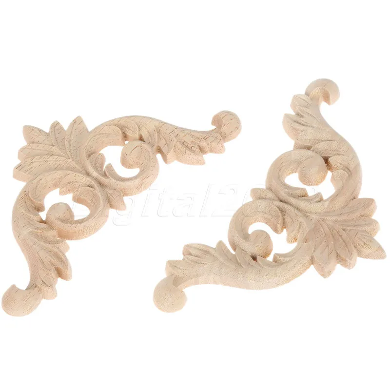 1Pc Retro Wood Carved Corner Onlay Frame Door Decal Decoration Applique Wardrobe Flower Home Wall Decor Furniture Cabinet | Обустройство