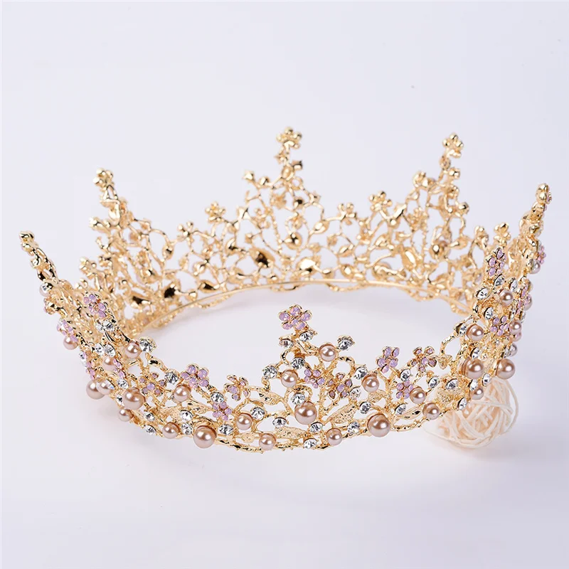 

Flower Circle Royal Queen King Crowns Bride Diadem Headdress Banquet Tiaras Prom Pageant Party Wedding Crown Hair Jewelry