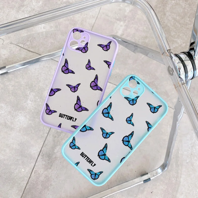 Cute Animal Butterfly Pattern Phone Case For iphone 11 12 13 14 Pro Max X XS XR 7 8 Plus SE2 Hard Matte Shockproof Back Cover