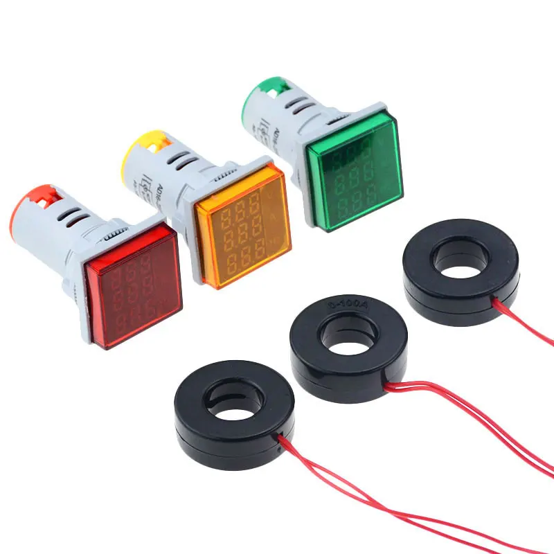 22 мм квадратный светодиодный цифровой вольтметр Амперметр Герц метр сигнальные