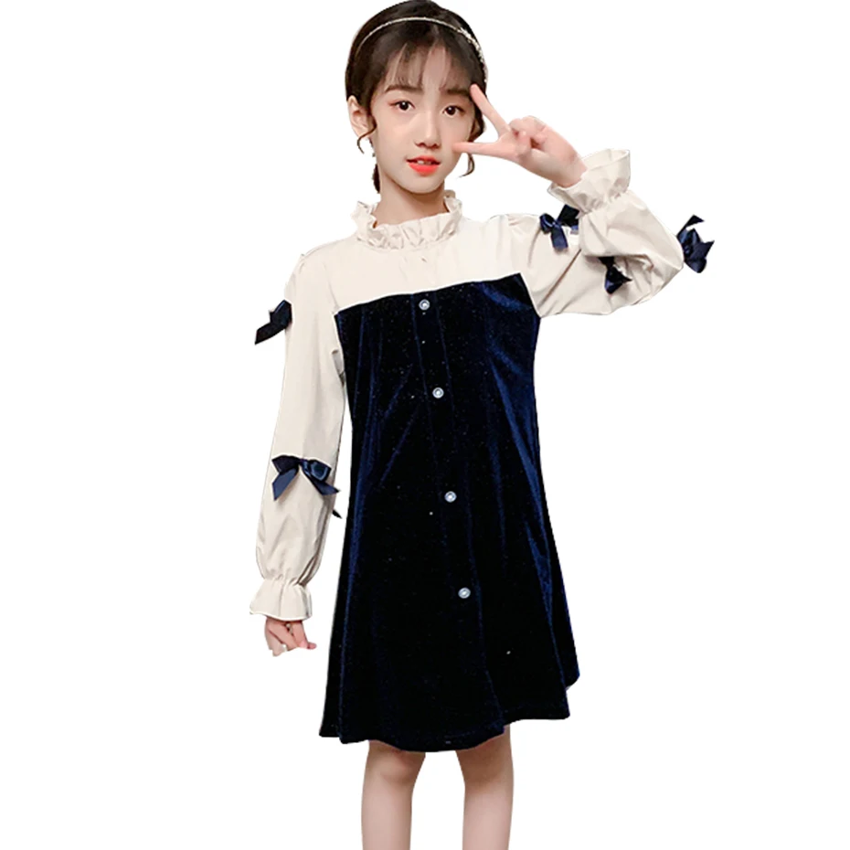 Платья для девочек осенне-зимнее платье вечернее в стиле пэчворк детей детские