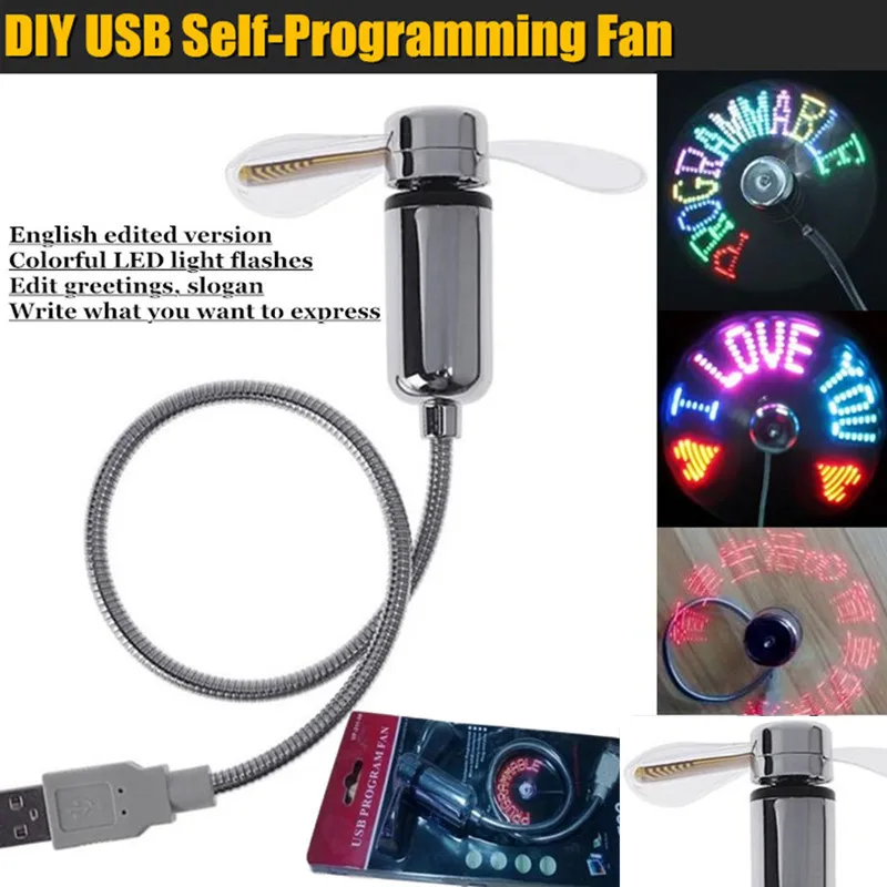 

10p USB LED Light Flash Self Program Fan Edit&Display Colorful Letters Symbol Number Greetings Slogan Fan for PC & Mobile Power