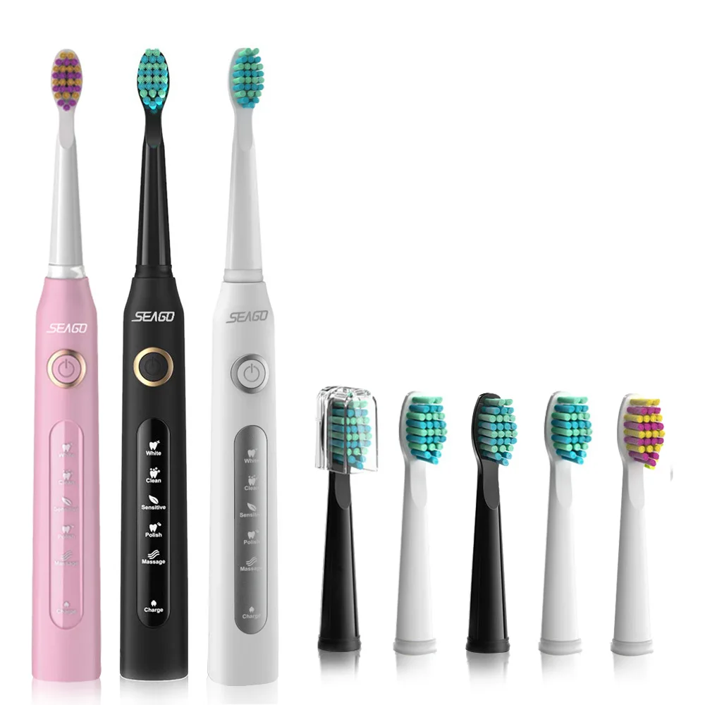 Ультразвуковая электрическая зубная щетка насадки для взрослых USB зарядка