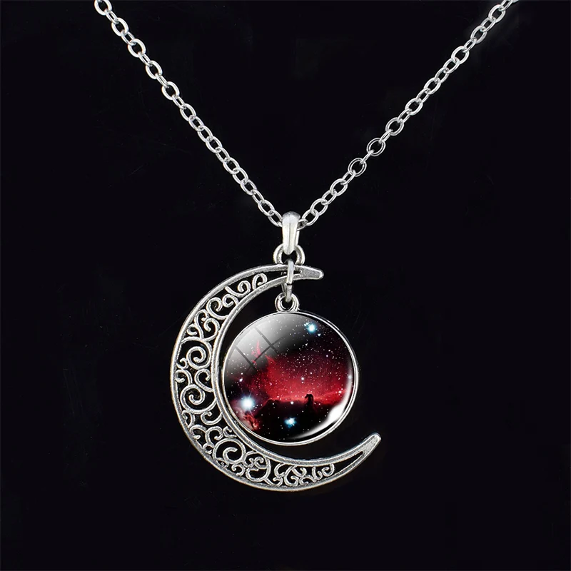 Цепочка с подвеской в виде полумесяца Вселенной галактики планеты | Украшения и
