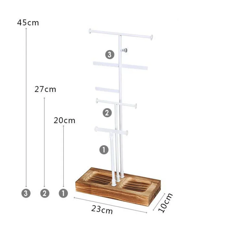 Metal Necklace Display Stand Jewelry Storage White Earring Jewelry Organizer Holder Wooden Storage Tray Store Home Decor Gifts