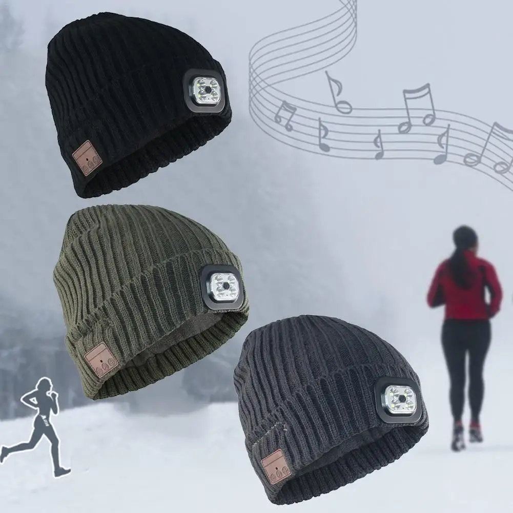 Светодиодный светильник Беспроводная Bluetooth шапка бини музыкальная вязаная кепка