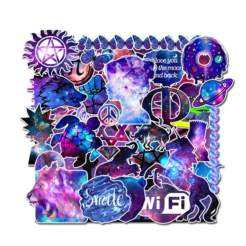 

10/30/50PCS Purple Cartoon Starry Sky Animal Diary Waterproof Graffiti Suitcase Skateboard Toy Decoration Sticker Wholesale