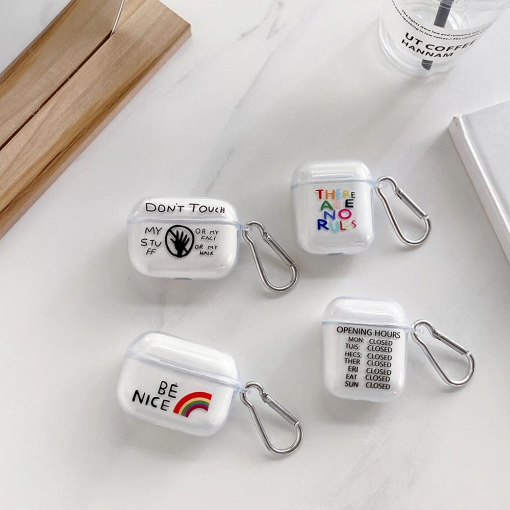 

For AirPods 2 1 Case Letter Transparent Clear Soft TPU Wireless Bluetooth Earphone Cases For Apple Airpods Pro 3 rainbow Cover