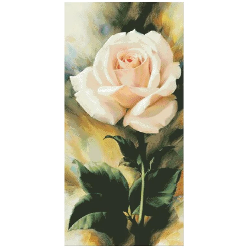 One-pink rose cross stitch package big bloom 18ct 14ct 11ct cloth cotton thread embroidery DIY handmade needlework