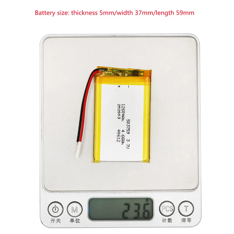 503759 внутренний литий-полимерный аккумулятор 3,7 v 1260mah 50x37x59mm