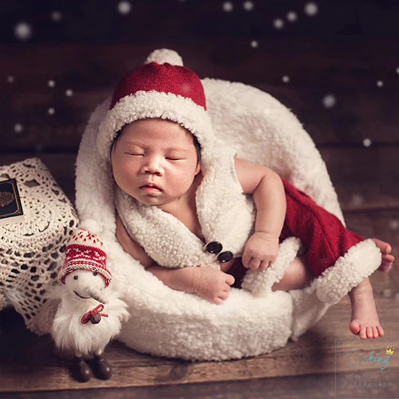 

Newborn Photography Clothing Baby Hat+Vest+Pants 3pcs/set Baby Photo Props Accessories Christmas Photography Costume