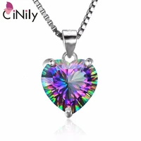 cinily mystic topaz heart shape 925 sterling silver without chain pendants for party women fine jewelry pendant sp018