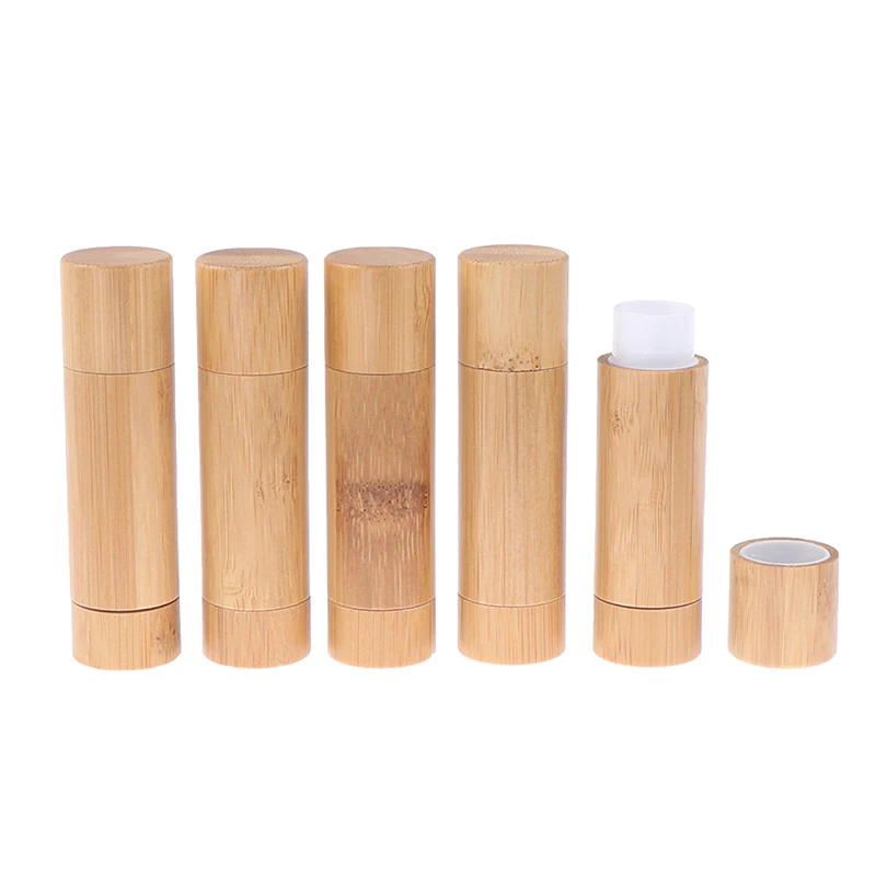 Портативный компактный косметический контейнер из натурального бамбука для губ
