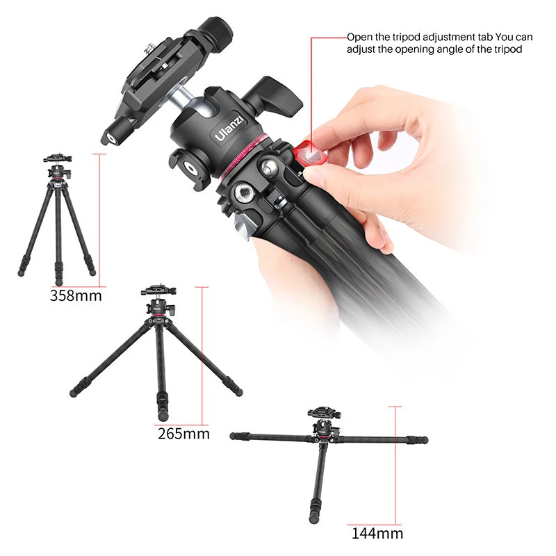 Ulanzi MT-21 DSLR Камера штатив-тренога из углеволокна Выдвижная легкий Arca Swiss штатив