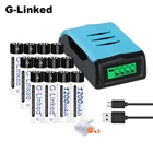 Аккумуляторы aaa 1200 мА  ч, ni-mh 1,2 в, 12 шт., с зарядным устройством, для аккумуляторов aa, aaa, 1,2 в