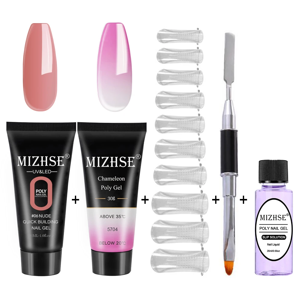 MIZHSE Crystal Jelly Gum Poly Gel Set 30ml Crystal Jelly Builder Nail Finger Extension Hard UV Gel Lacquer Manicure Tips - Цвет: P06 and WB5704