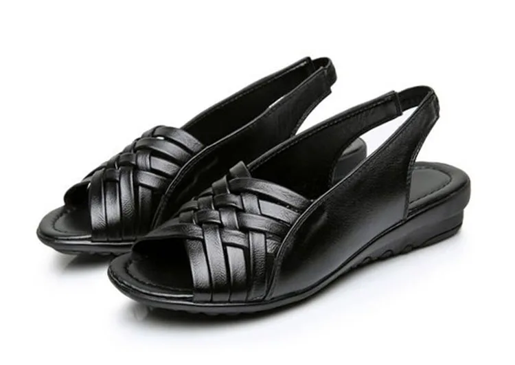 Сандалии женские из натуральной кожи босоножки на плоской подошве повседневные