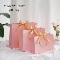 pretty pink kraft gift bag gold present box for pajamas clothes books packaging gold handle paper box bags kraft paper gift bag