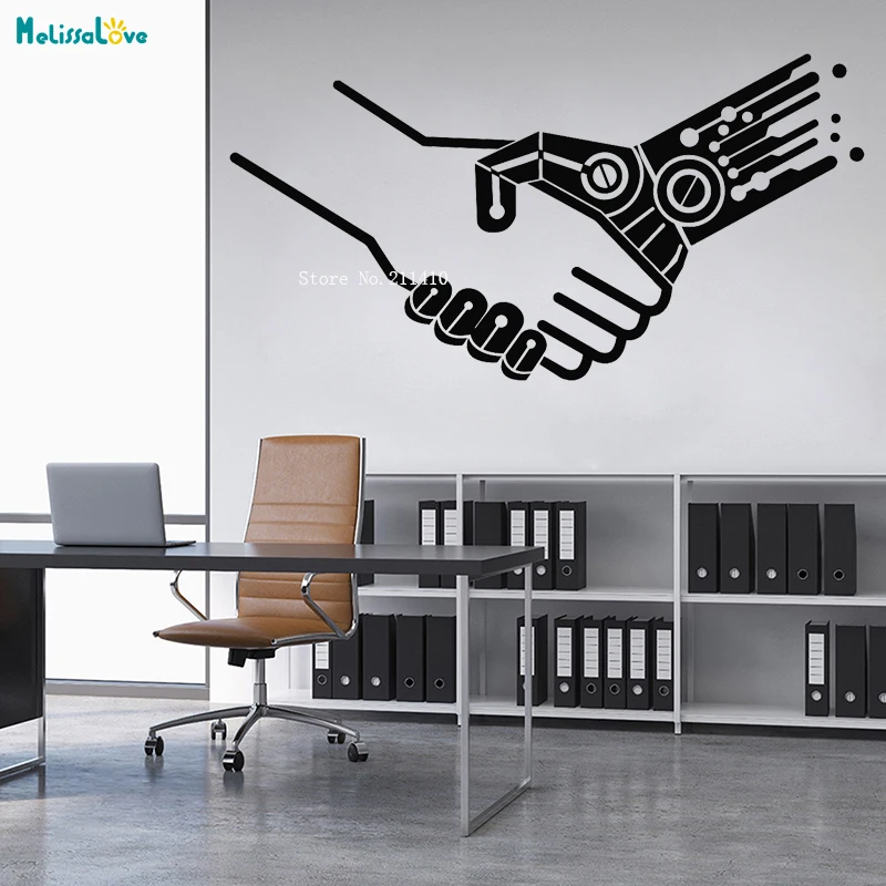 

Computer Micro Chip Human Hands Science Vinyl Wall Decal Company Decor Hall Stickers Self-adhesive Murals YT4119