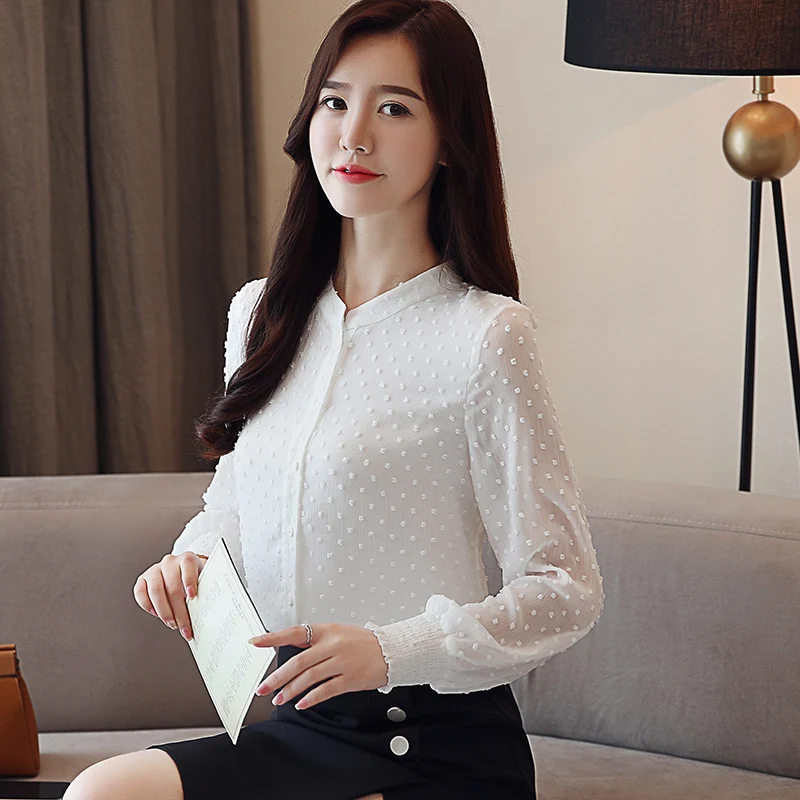 New Arrived Women Shirt Sweet Female O Collar Cardigan Long-sleeve Blouse And Tops Korean Style OL Clothing Blusa 0974 30 | Женская