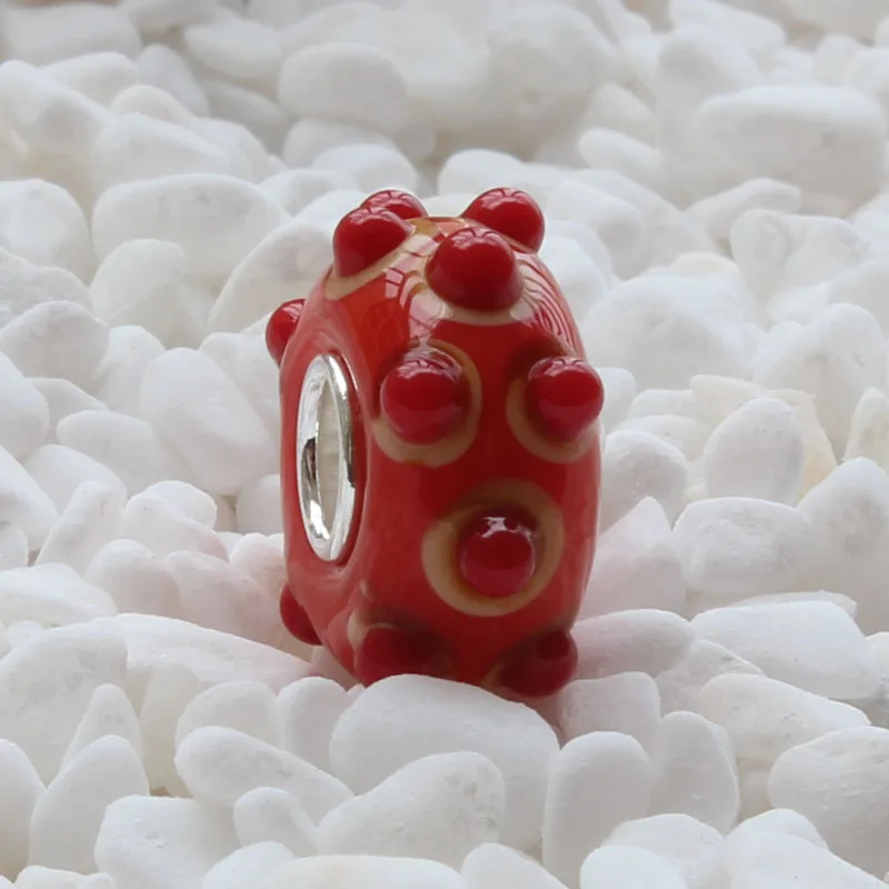 925 пробы серебра с большим отверстием красочные Шарм из муранского стекла Ретро
