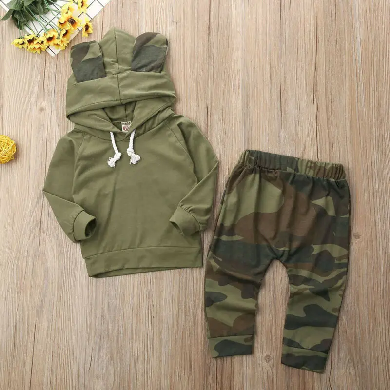 Emmababy камуфляжная футболка с длинным рукавом и штаны для новорожденных мальчиков