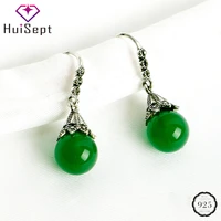 huisept vintage earrings 925 silver jewelry with emerald gemstone drop earrings for women wedding promise party gift wholesale